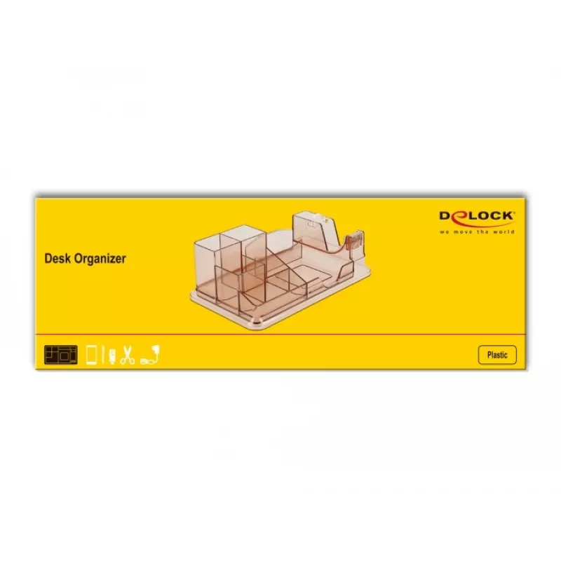 DeLOCK 18341 työpöytäjärjestelijä läpinäkyvä ruskea muovi 145x250x85mm
