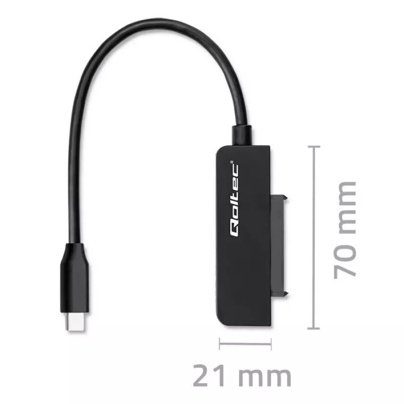 QOLTEC SATA-sovitin 52269 2,5 tuuman asemalle USB-C, tukee jopa 2 TB