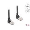 Verkkokaapeli DeLOCK RJ45 Cat.6A S/FTP ohut 90° ylöspäin 1 m musta