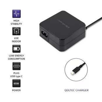 Qoltec 51027 laturi | 65W | 5-20,3V | 2-3,25A | USB Type-C | PD