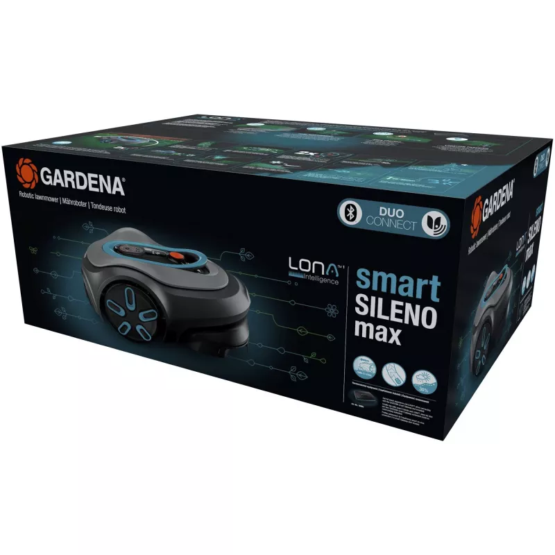 GARDENA smart SILENO max -robottiruohonleikkuri — 800 m², 16 cm leikkuuleveys, akku, LONA-navigointi, harmaa