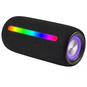Kannettava stereokaiutin TRACER Stripe musta — 10 W RMS, Bluetooth/langallinen, USB-A & USB-C, MicroSD, sisäänrakennettu akku (jopa 5 h)