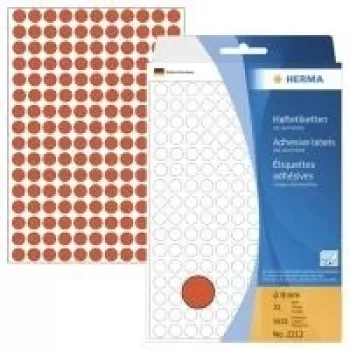 HERMA - pysyvästi kiinnittyvät tarrat - punainen - 8 mm pyöreä 5632 tarraa (32 arkkia x 176) (2212)