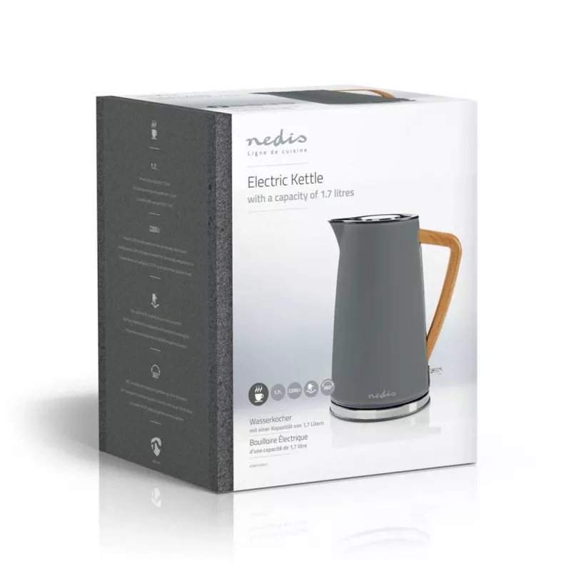 Sähköinen vedenkeitin Nedis KAWK510EGY 1,7 l 2200 W harmaa