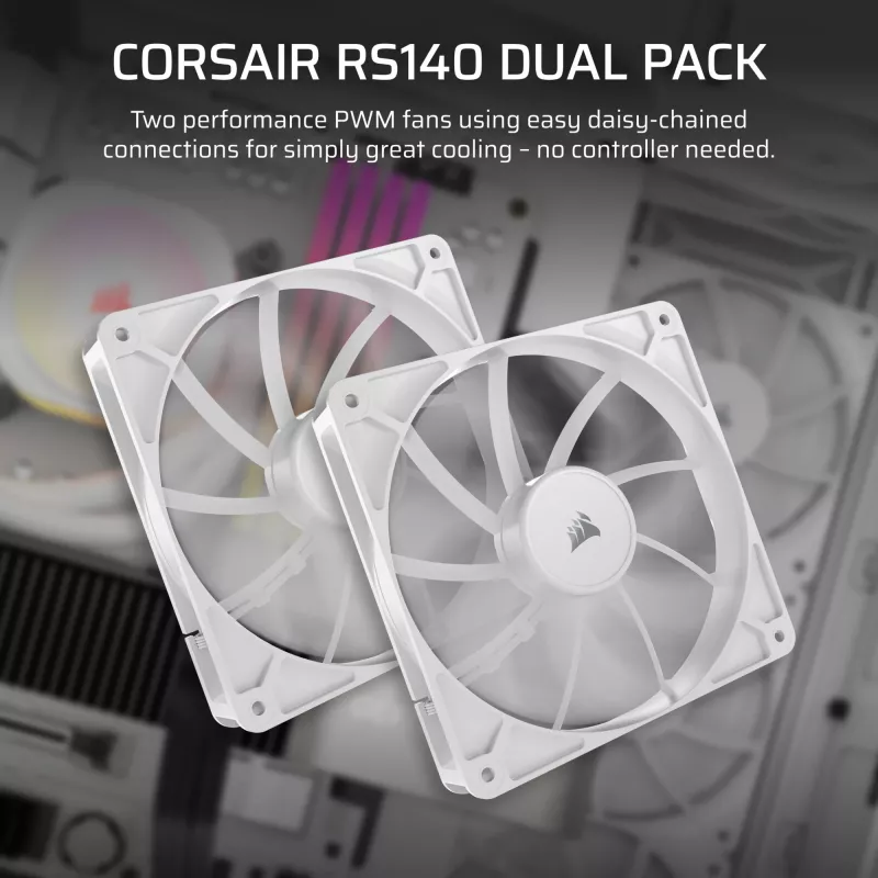 Corsair RS140 Dual Pack kotelotuulettimet, 140 mm, valkoiset, CO-9050195-WW