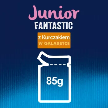 Märkäruoka kissoille Purina Nestlé Felix Fantastic Junior 85 g pussi — kana, 77,5 % kosteutta, 13,5 % proteiinia