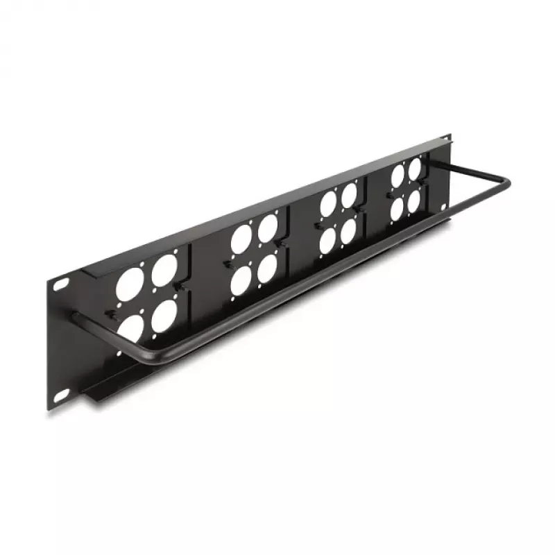 Delock 88195 D-tyypin 19" kytkentäpaneeli 4 levyllä 86 x 86 mm, 4 porttia, 2U, musta