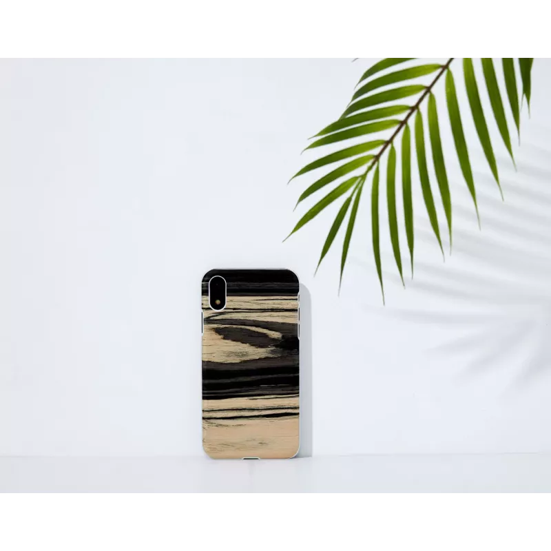 man and wood -puhelinkotelo iPhone XR:lle — valkoinen eebenpuupinta