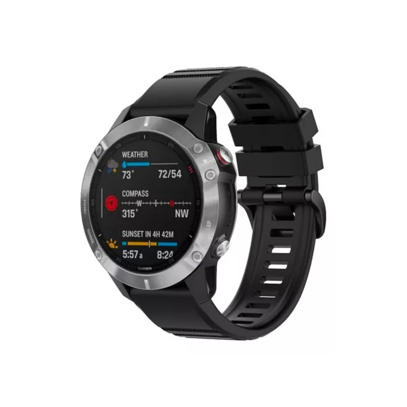 Silikoniranneke FIXED Garmin QuickFit 26mm musta — vara-kelloranneke 26 mm