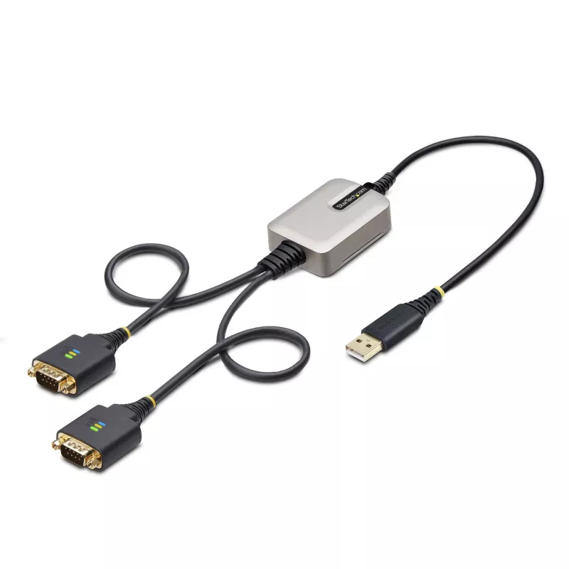StarTech.com 2ft (60cm) 2-porttinen USB-sarja-adapterikaapeli, vaihdettavat DB9-ruuvit/mutterit, COM-säilytys, USB-A - DB9 RS232, FTDI, tason 4 ESD-suoja, Windows/macOS/ChromeOS/Linux – tukeva TPE-rakenne