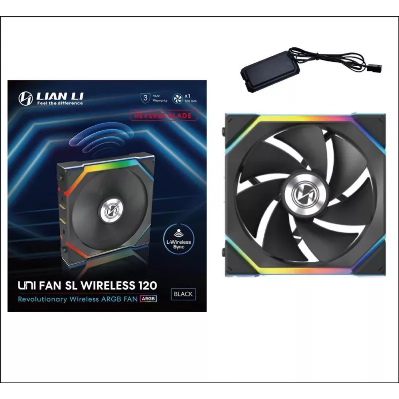 Lian Li UNI FAN SL Wireless 120 12RSL1W1B ARGB PWM kotelotuuletin, Reverse Blade, 120 mm, musta