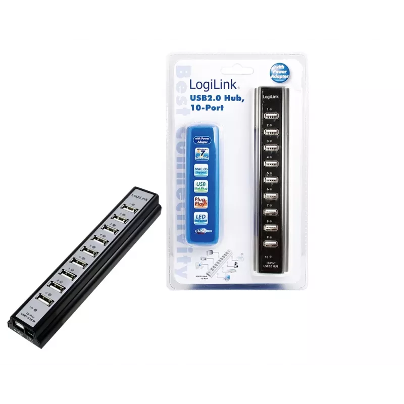 LogiLink UA0096 USB-keskitin 480 Mbit/s musta