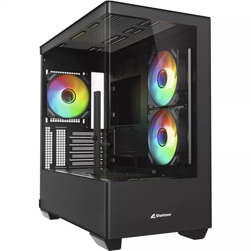 PC-kotelo Sharkoon Elite Shark CM100 Tower Micro-ATX, ilman virtalähdettä, musta