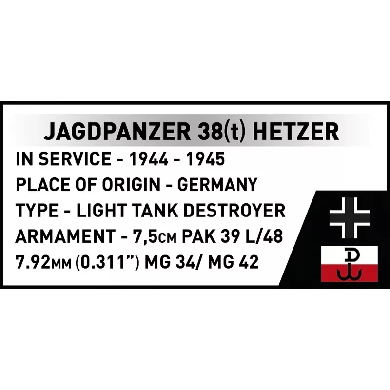 Cobi Blocks Jagdpanzer 38t Brave rakennussarja, 731 osaa