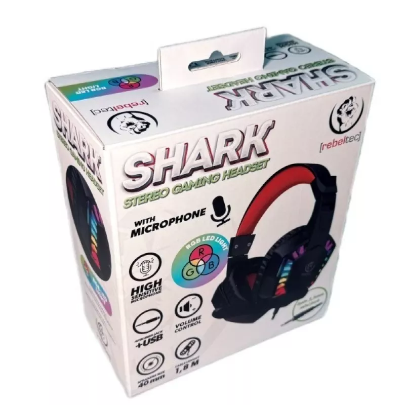 Rebeltec stereokuulokkeet mikrofonilla SHARK — johdollinen on-ear-malli
