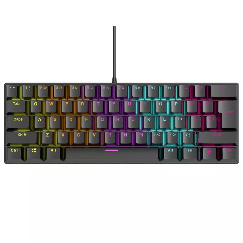 Mekaaninen näppäimistö RAMPAGE PLOWER K60 sinisillä kytkimillä ja RGB-taustavalaistuksella
