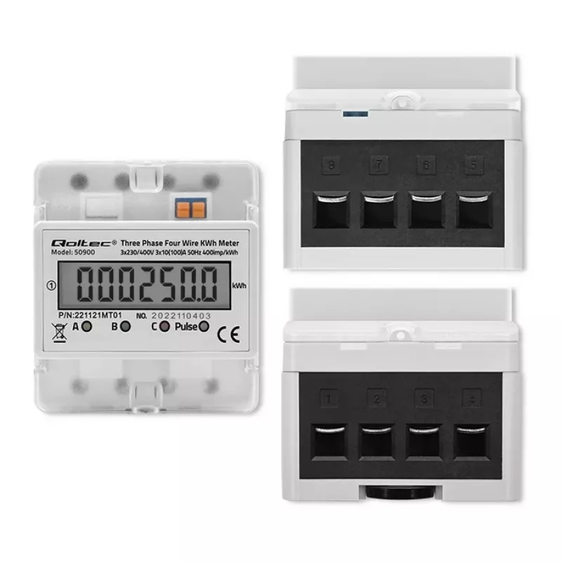 Kolmivaiheinen elektroninen energiamittari QOLTEC 50900 400V LCD 4P