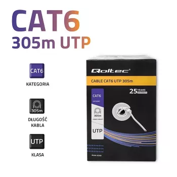 Verkkokaapeli UTP kaapeli QOLTEC 50359 RJ45 CAT6 305m sininen