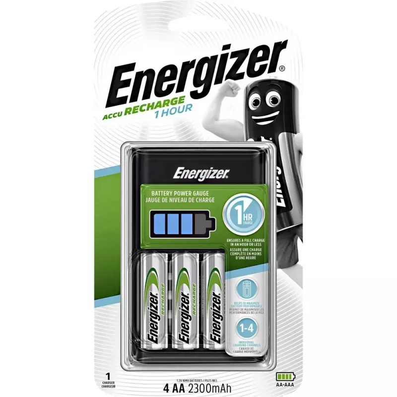 Energizer Ni-MH akkulaturi 1 tunti + 4 x R6/AA 2300 mAh
