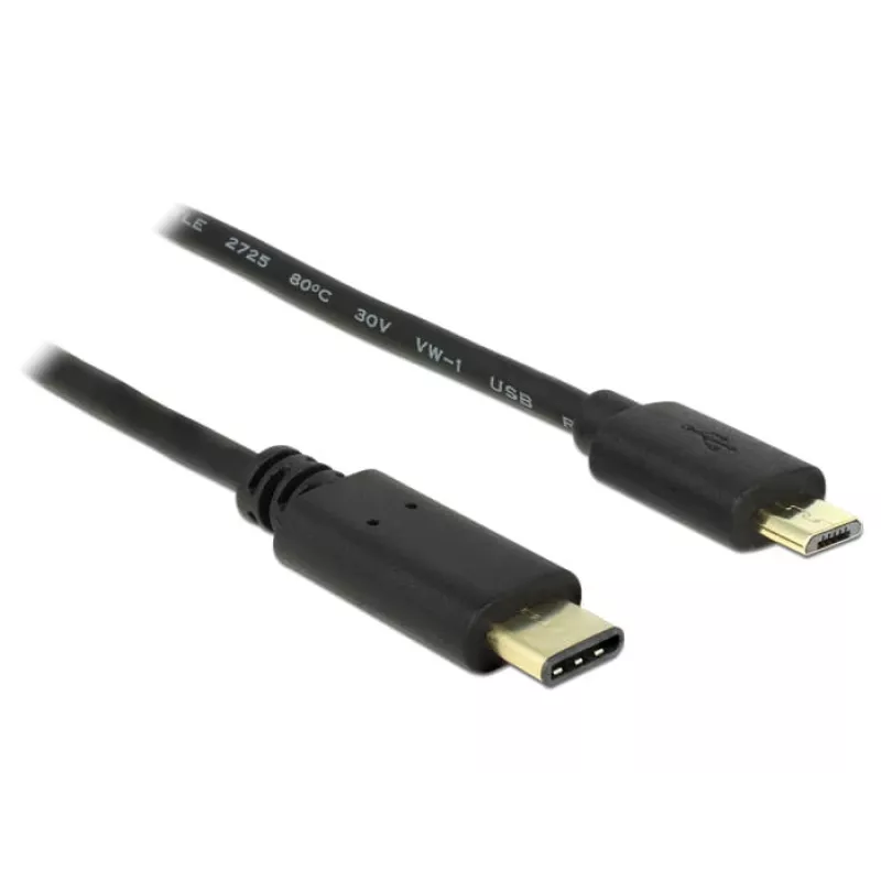 USB-kaapeli DeLOCK 2 m USB2.0-C USB2.0 Micro-B musta