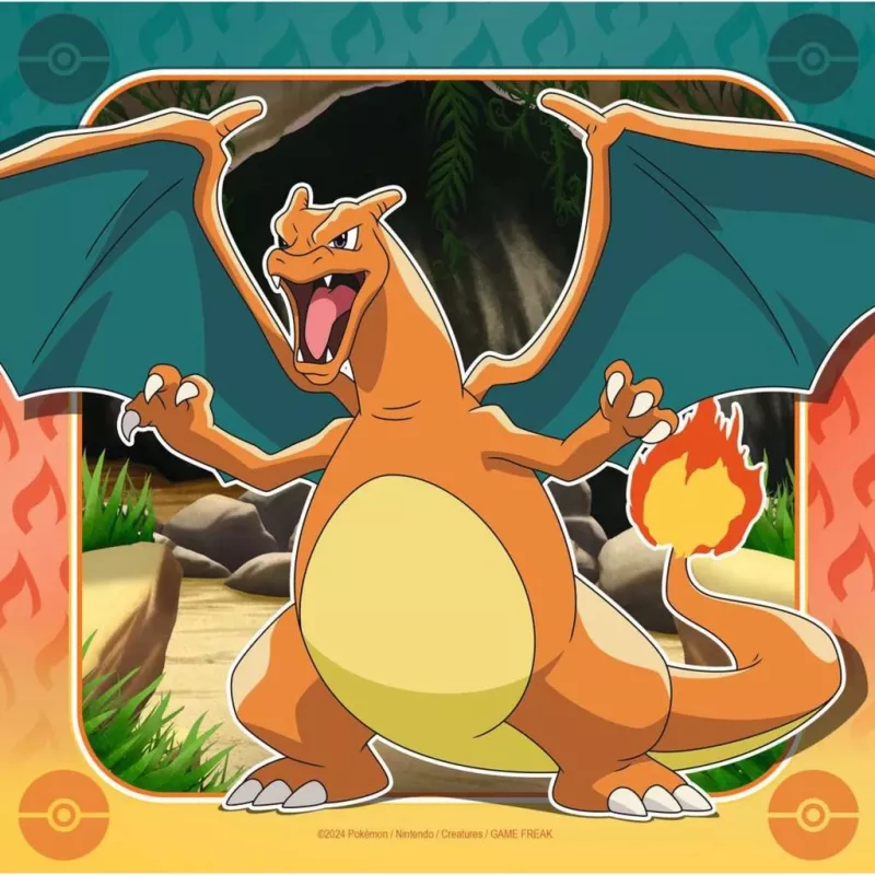Palapeli Ravensburger Pikachu, Charizard ja Eevee — 147 palaa, 5 vuodesta, 210 × ? mm