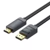 DisplayPort–HDMI-kaapelisovitin Vention HAGBH, 2 m, musta, 7 mm halkaisija