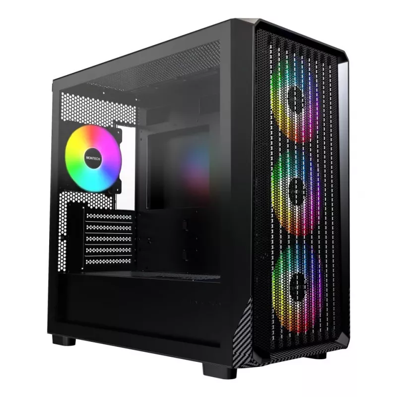 Montech X5M (B) Micro Tower -PC-kotelo – Micro-ATX/Mini-ITX, 3x120mm edessä, 1x120mm takana, tukee ATX-virtalähteitä, 2x3,5 inch + 4x2,5 inch, musta