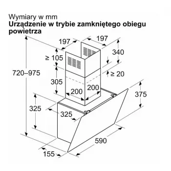 Seinäliesituuletin Bosch DWK65DK20, 590×325×690 mm, 550 m³/h, 3 nopeutta, 62 dB, valkoinen, alumiininen rasvasuodatin