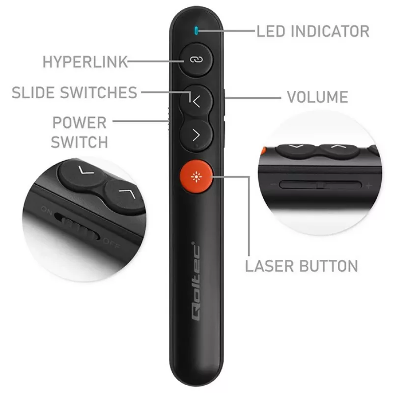 Laserosoitin-esityskaukosäädin 4in1 USB 3.0 2,4 GHz 30 m