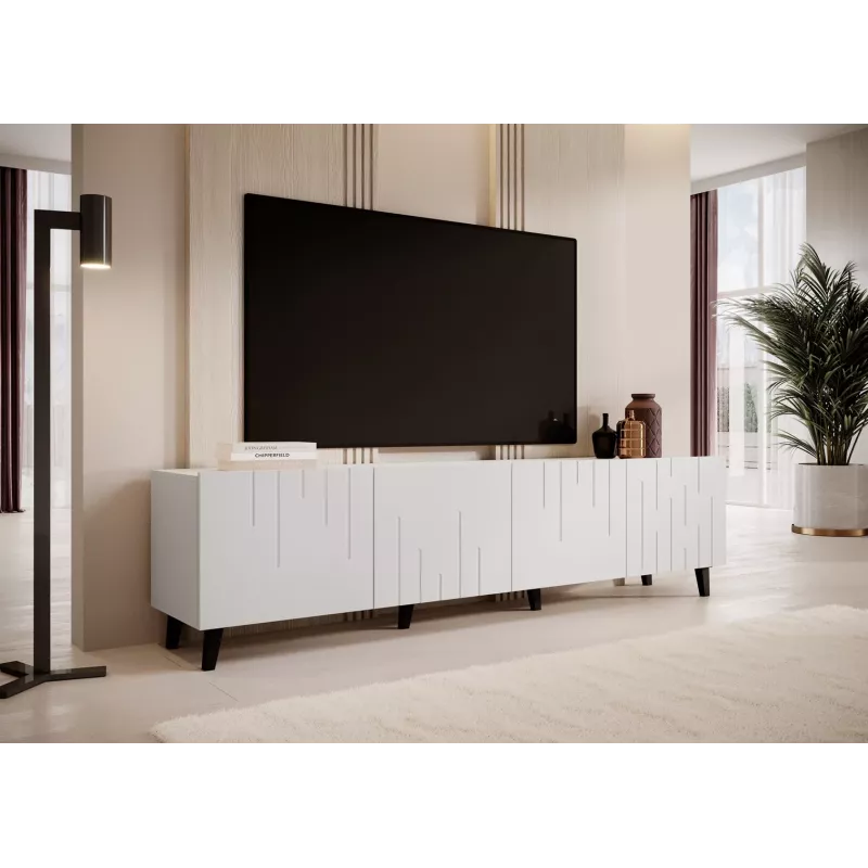 TV-taso cama meble BARI 200x42x52 valkoinen matta — 200×42×52 cm