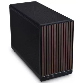 PC-kotelo Lian Li A3-mATX Micro Tower — Micro-ITX/Micro-ATX, Wood & musta, tukee ATX/SFX/SFX-L-virtalähteitä