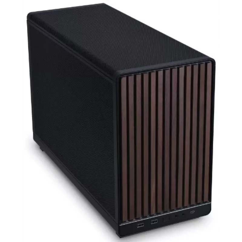 PC-kotelo Lian Li A3-mATX Micro Tower — Micro-ITX/Micro-ATX, Wood & musta, tukee ATX/SFX/SFX-L-virtalähteitä