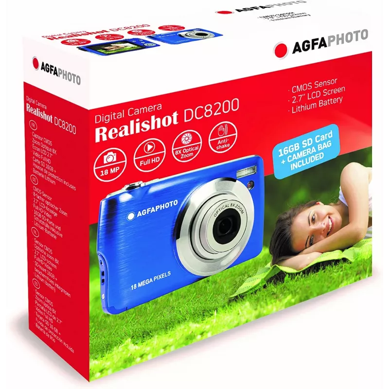 Agfa Photo DC8200 sininen + laukku + SD-kortti 16 GB