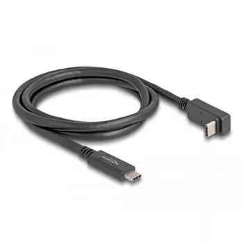 Delock - USB-kaapeli - 24-nastainen USB-C (uros) - 24-nastainen USB-C (uros) kulmaliitin - USB 3.2 Gen 2 - 3 A - 1,0 m - USB Power Delivery (60 W), tukee 4K 144 Hz (3840 x 2160), jopa 10 Gbit/s