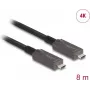 DeLOCK aktiivinen optinen USB-C video + data + PD -kaapeli 8 m musta