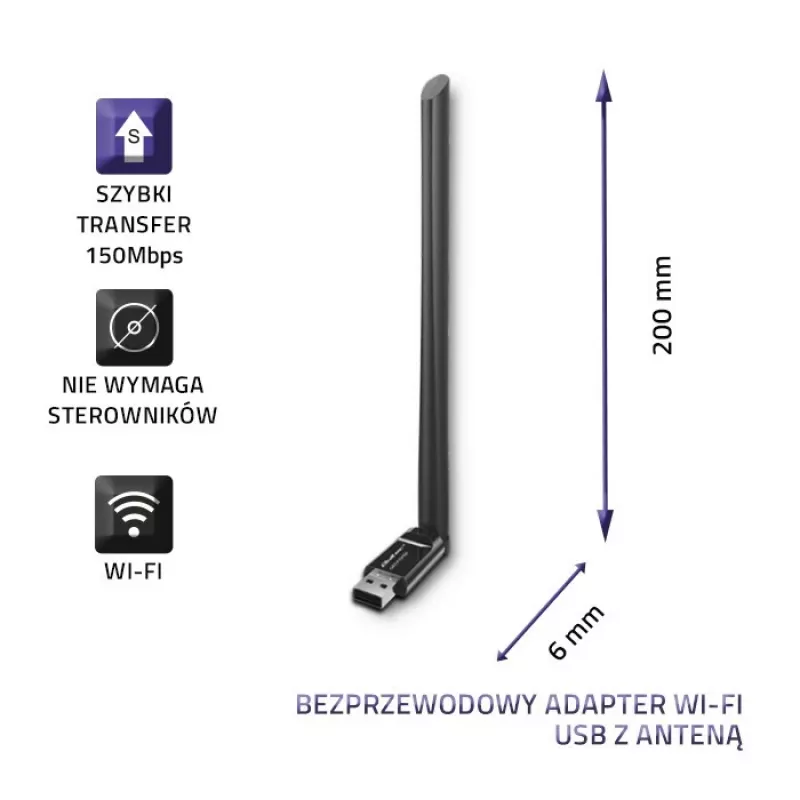 Verkkokortti Qoltec 57001 WLAN 150 Mbit/s