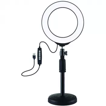 LED-rengasvalo 16 cm jalustalla 33 cm asti, USB, RGBW