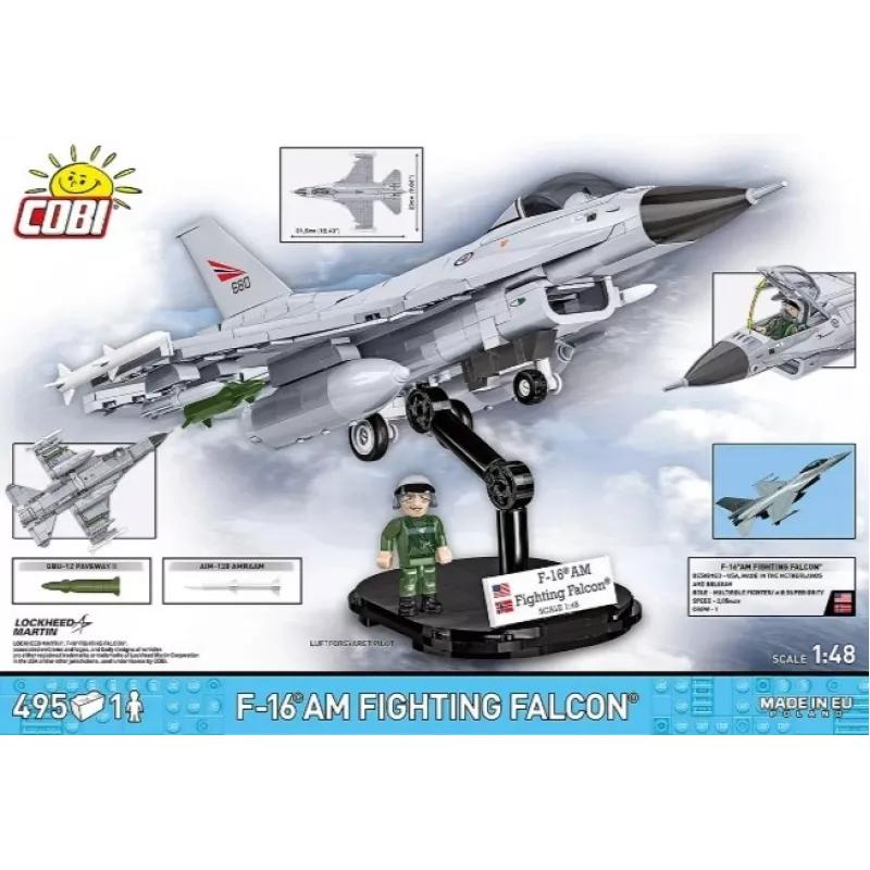 Cobi rakennussarja F-16AM Fighting Falcon, 495 osaa, pienoismalli mittakaavassa