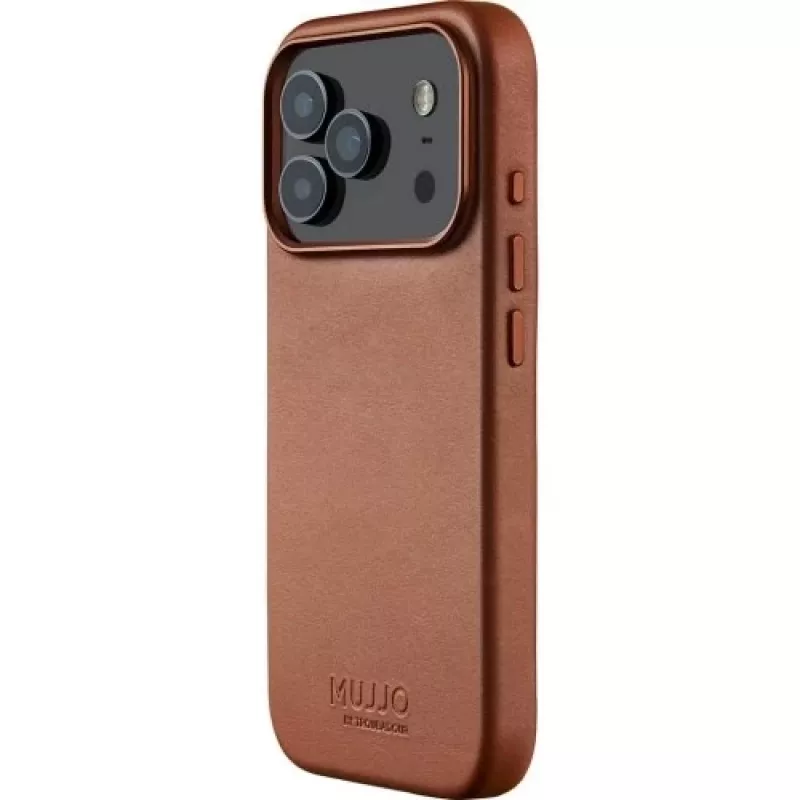 Mujjo Full Leather Case MagSafe -kotelo iPhone 17 Pro ruskea
