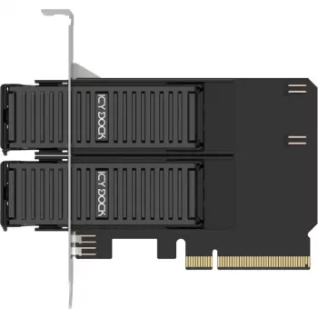 PCIe-sovitinkortti icybox MB312M4P-B — 2× M.2 NVMe PCIe 4.0 x8 -väylään (bifurkaatio)