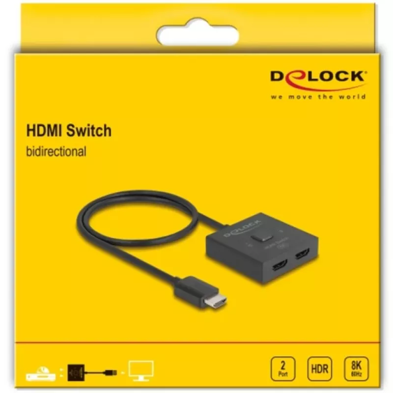 HDMI-kytkin DeLOCK 18901 144Hz musta muovi 55x55x15mm