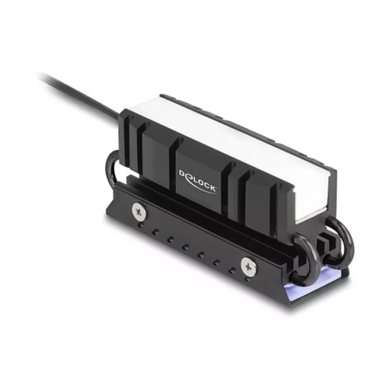 Jäähdytyssiili DELOCK 18460 M.2 SSD 2280 — alumiini/kupari, RGB 5V, musta