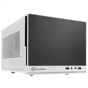SilverStone SUGO SG13 - Desktop - Mini-DTX - ilman virtalähdettä (AT / PS/2) - musta, valkoinen - USB/audio (SST-SG13WB-Q)