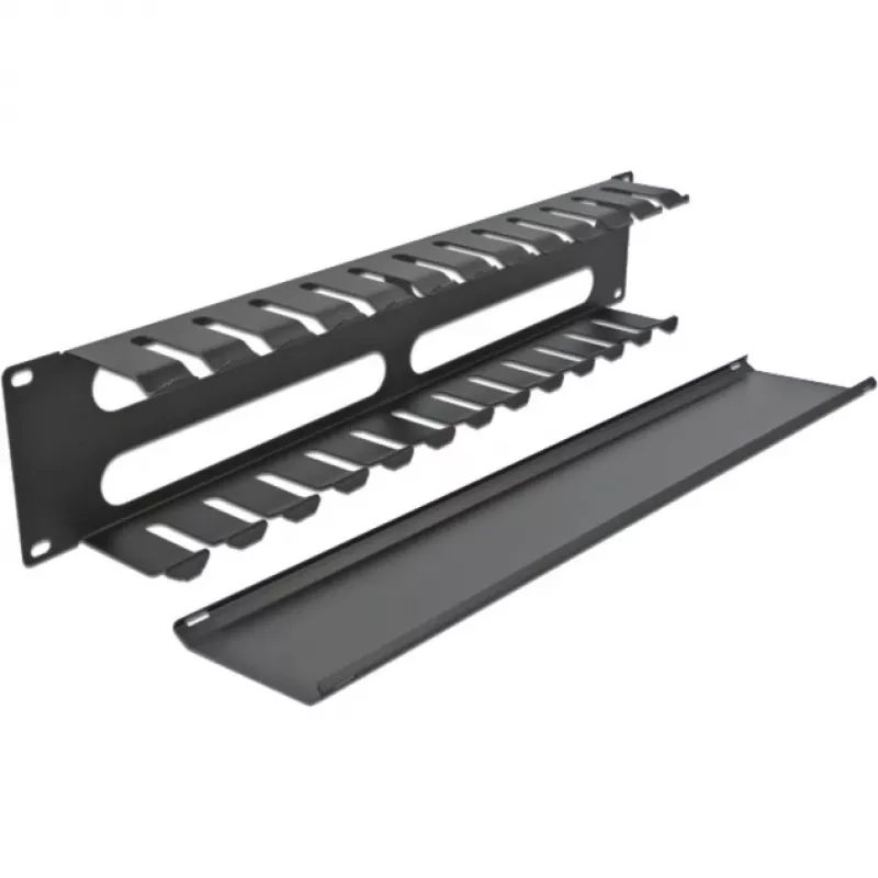 DeLOCK - kaapelinhallintalevy sähkökaappiin - musta - 2U - 48,3 cm (19) (66553)