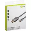 USB-sovitinkaapeli, USB-C-uros > DisplayPort-uros, 4K 60Hz (musta/hopea, 1 metri, punottu kaapeli)