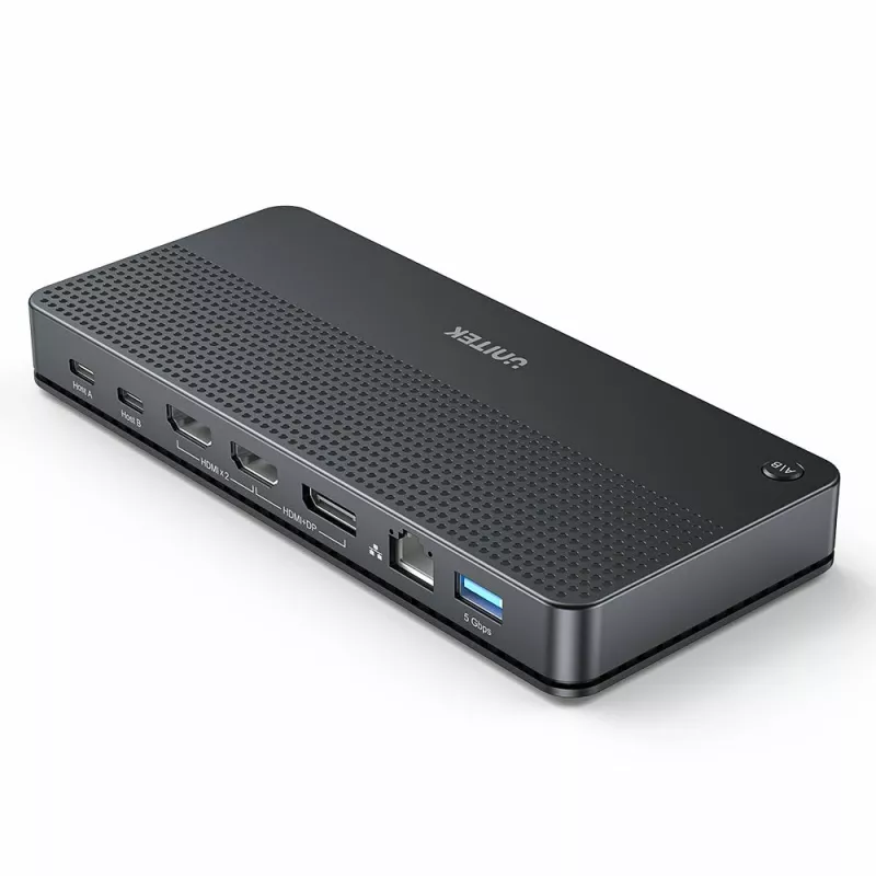 Telakointiasema UNITEK D1103A01 USB4 johdollinen musta 100W Power Delivery
