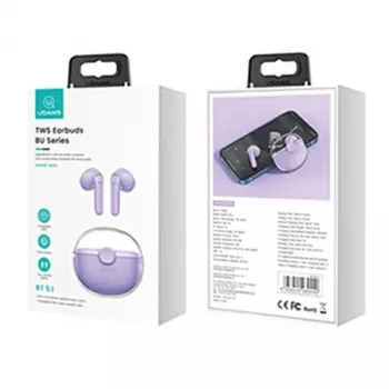 (Violetti, Bluetooth Headphone 5.1) USAMS Bluetooth Headphone 5.1 Wireless TWS Earphone Touch Control Earbuds Waterproof Sport Headsets Noise Reduction