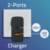 Qoltec 52381 Super Quick PD -laturi | 1xUSB-C | 1xUSB | 90W | 5-20V | 2,4-4,35A | musta