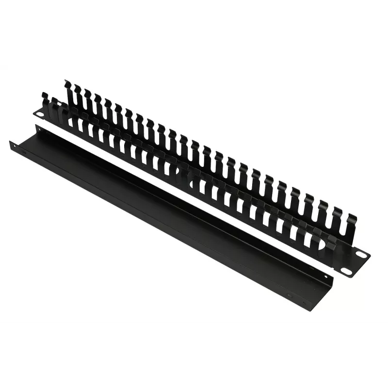 Extralink EX.9700 1U 19" kaapelinhallintapaneeli metallikannella, musta