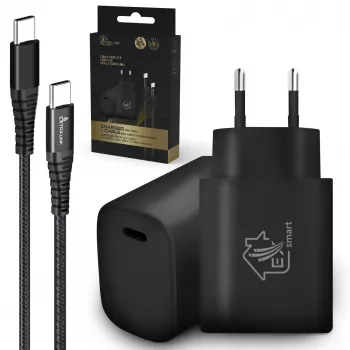 Smart Life USB Type-C - Type-C sarja, 200 cm, musta + 18 W PD3.0 laturi musta